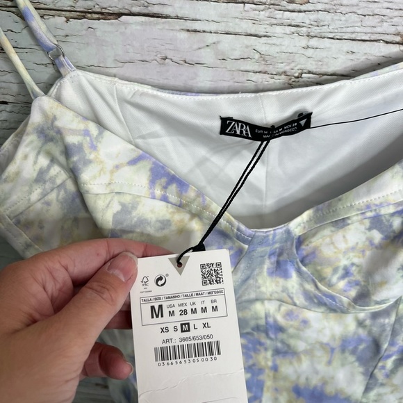 Zara white blue tank top bodysuit NWT medium - Picture 4 of 8